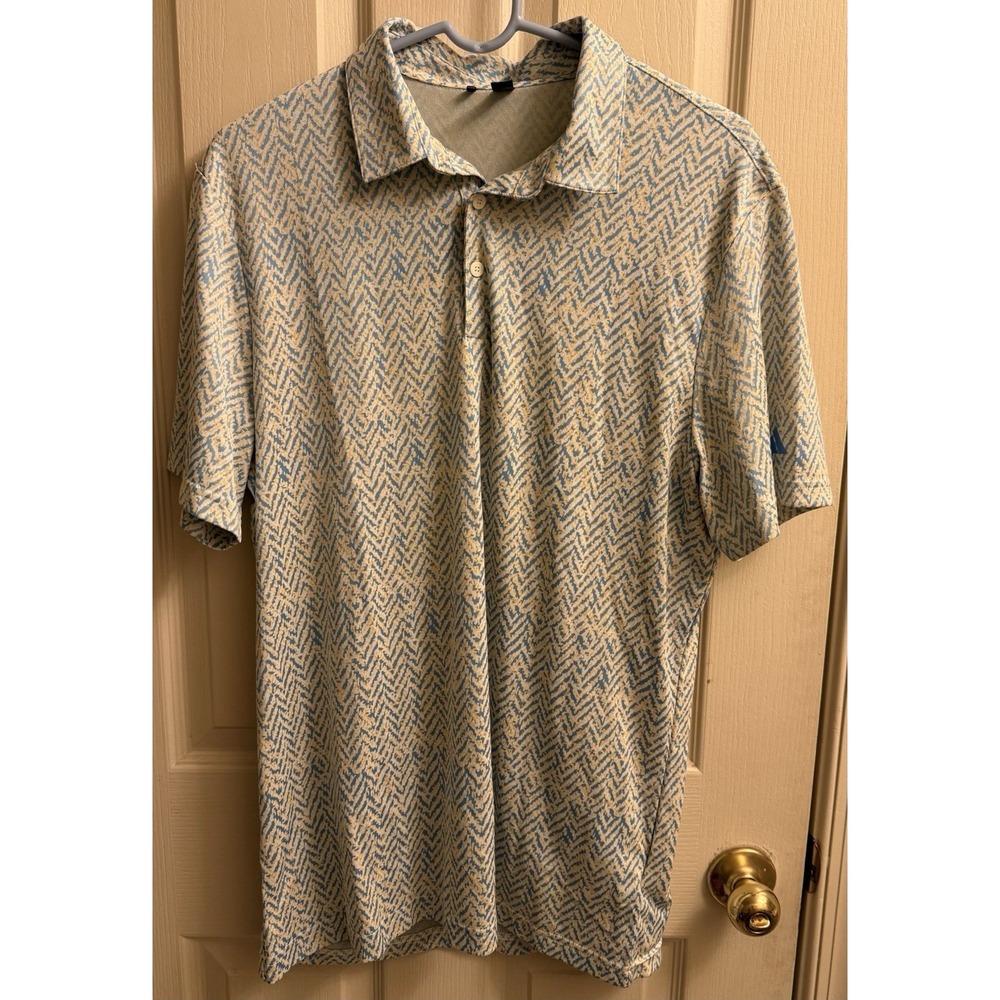 Adidas Ultimate365 Jacquard Semi Blue Burst Shirt Men Large Polo EUC